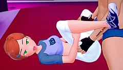Shaved redhead Gwen gets a hot and wild creampie