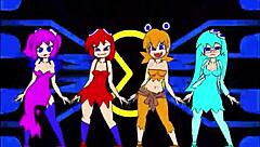 pacman ghost girls dance through three phases in anime style