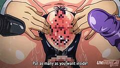 Double penetration action in a cartoon porn video with a hot Asian teen
