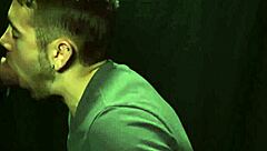 Stepdad puts his dick in the glory hole and luckily its his stepson whos sucking it behind - myfamilydick