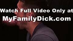 Stepdad puts his dick in the glory hole and luckily its his stepson whos sucking it behind - myfamilydick