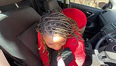 Beautiful black beauty gets dominated in a hot car scene with a deepthroat blowjob and a big ass, big tits, and a facial