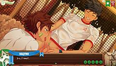 In game friends camp episode 9, natsumi gets a juicy blowjob with russian voice acting