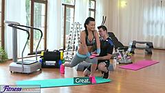 Black Haired Gym Nymph Achieves Multiple Orgasms In Workout