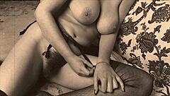 Pornostalgia explores vintage milf photoshoot in antique setting.