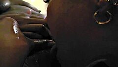 Black goddess and sexy diva engage in hot lesbian cunilingus scene