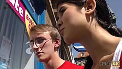 A young woman goes on vacation and gives oral sex to a man she met on the street