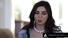 Keira's anal first time with a horny priest and cum