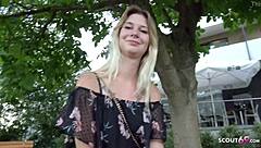 Young German student Lara gets paid for street pickup