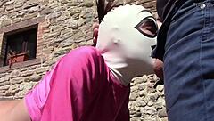 Petite latina laura gives outdoor blowjob in heels, receiving facial cumshot