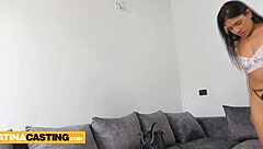 latina casting hot brunette rides big dick agent
