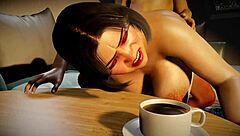 Beautiful woman with hour-glass shape and big areola gets anal sex while on her tippy toes