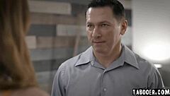 family man manipulates redhead babysitter into deepthroat