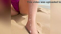 Pregnant stepdaughter shows her new sexy bikini to horny stepdad with dirty talk, then strips nude at the beach