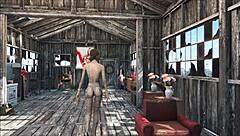 Beautiful anime woman in Fallout 4 in her home