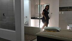 i'm recording a video with a big ass latina masseuse licking balls