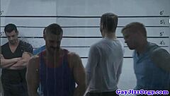 Muscular Hunks In Gay Orgy Blowing During Intense Cumshots