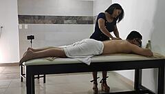 i'm recording a video with a big ass latina masseuse licking balls