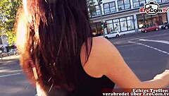 Is This German Milf Flashing Tits On The Street For A Public Sex Pickup?