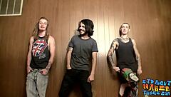 hot ass twinks with big dicks jacking off in threesome