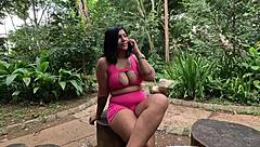 Hot milf enjoys public orgasms and squirts in shorts
