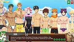 Young gay friends have fun in a camp