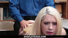 Burglar fucks hot teen Joseline Kelly in sex shop robbery