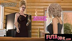 Babysitter deepthroats huge futa cock! Takes it in pussy!