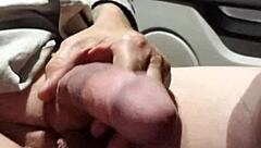 Hard cock with a cock ring, jerk off to cum