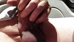 Hard cock with a cock ring, jerk off to cum