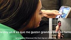 My cute teen girlfriend reacts to my friends' monster cocks, what do you think?