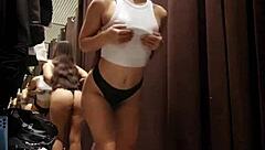 Beautiful Girl Feels Risky Pleasure Outdoors