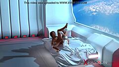 Sexy sci-fi dickgirl android dominates hot woman in space station
