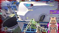 Vtuber Lewdneko in action, playing Overwatch and getting spanked. Part 1
