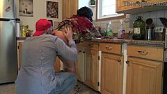 turkish stepmom shocked as stepson licks cum from pussy