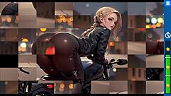 Big-boobed girls in hentai game: puzzle solving