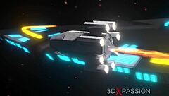 Sexy sci-fi dickgirl android dominates hot woman in space station