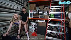 Sexy Blonde Amateur Caught Masturbating on Webcam at Work