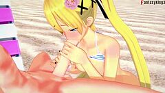 Beach babes in bikinis get naughty in hentai cartoon