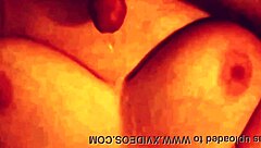 Saggy Asian wife gets cum compilation on natural tits