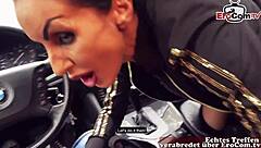 skinny german mommy cums on ass in public car fuck