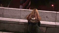 Teen skinny blonde Ashley strips in the street to get a man’s attention