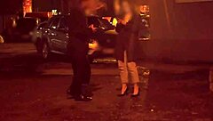 Waitress with great natural tits gets rough doggystyle in van on break