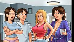 Pervert neighbour watches shy blonde and her slutty friend