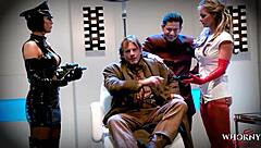 whornyfilms brings kinky porn parody orgy with hot babes in latex outfits