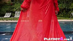 Look at Megan Blake posing in hot lingerie with her big tits