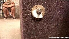 Halloween masked gangbang with rimming, deepthroat, and double penetration