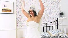 here comes the bride, and she sticks her finger up her craving cunt