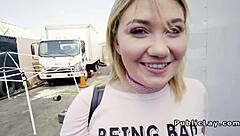 Dude makes blonde laugh, then fucks her