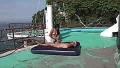 Latina couple fucks outdoors